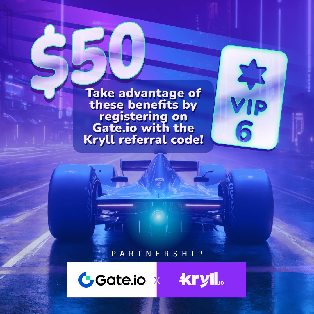 Don't forget! Gate.io is initiating a special campaign for users signing up with Kryll's referral code. Eligible participants will enjoy:
🌟 30-day VIP 6 upgrade
💰 $50 perpetual futures bonus