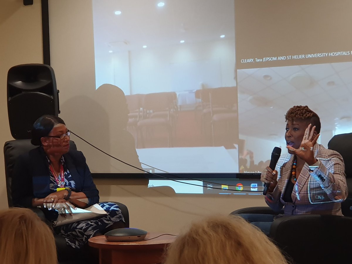 Dr Shola giving us her take on Compassionate Leadership in a fireside chat with @arlenewellman64 at ESTH WRES conference. #BlackHistoryMonth2023