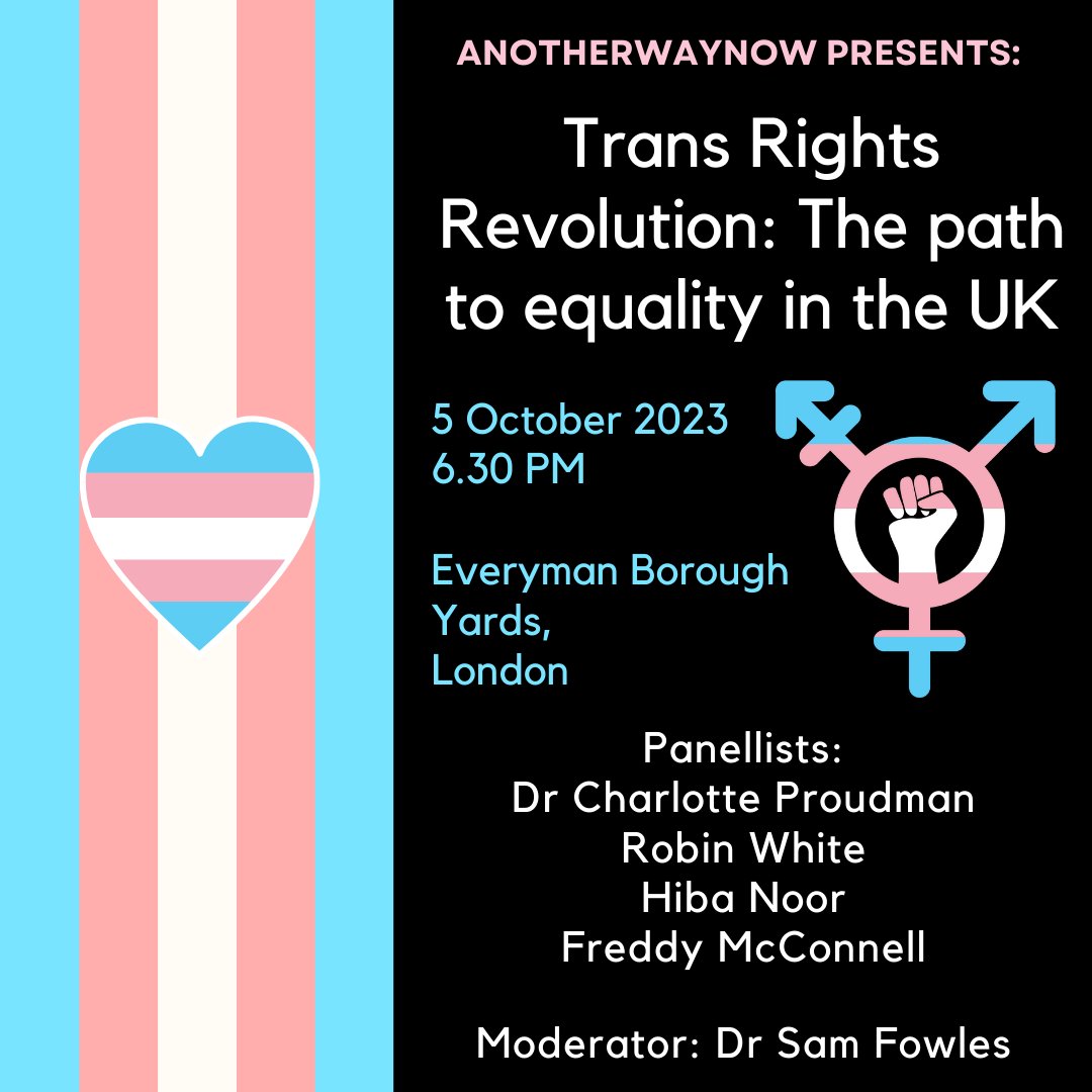 Our Director <a href="/DrProudman/">Dr Charlotte Proudman</a> will be a panelist at the upcoming event, ‘Trans Rights Revolution’ hosted by <a href="/Anotherway_Now/">Anotherway Now</a>  tomorrow, 5 October from 18.30-20.00 at Everyman Borough Yards, London. Registration is still open, so please sign up on eventbrite!

Right to Equality