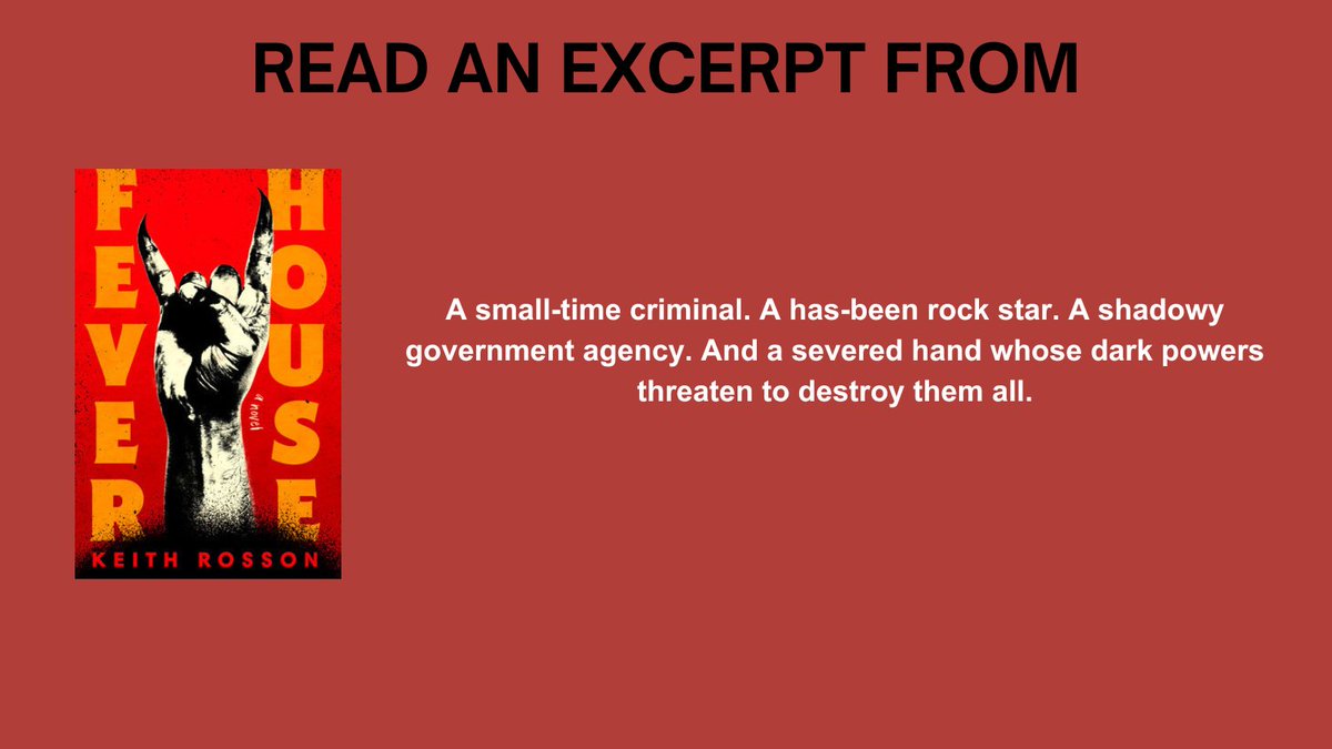 randomhouse's tweet photo. Dive into today's #MorningMustRead excerpt, FEVER HOUSE by Keith Rosson — out now!
Start reading here:
https://t.co/6NDIWBO5Re https://t.co/1NgvTtN8Fw