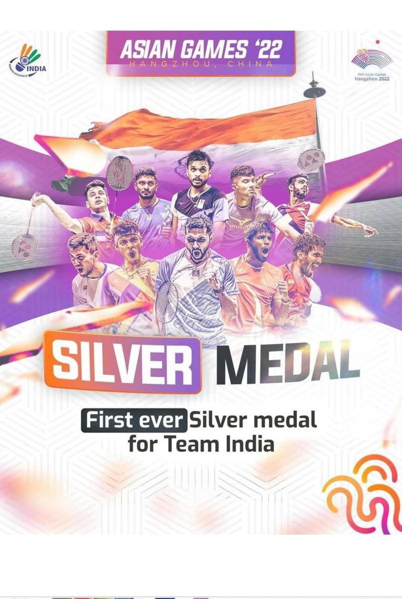 BB__Ashu's tweet photo. You deserve all this success and more! Thanks for giving us a reason to celebrate. On behalf of Badminton association of Punjab I congratulate team India for winning Silver medal .First time in history India got Silver medal in Asian games. Dhruv Kapila from Ludhiana ( Punjab) is also the part of Team India