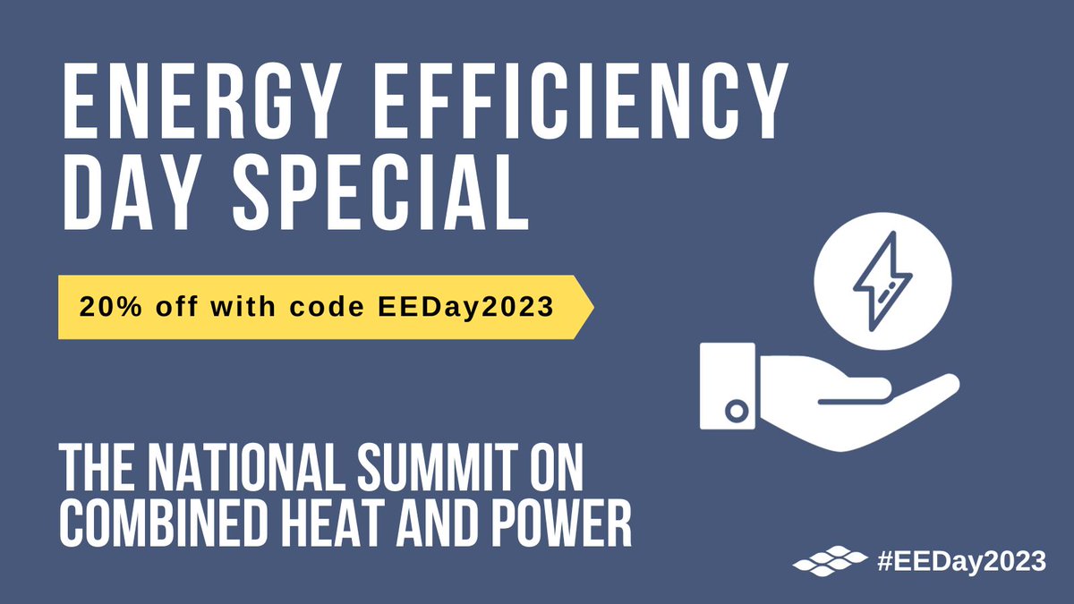 📣 FLASH SALE: We're offering 20% off registration for the National Summit on CHP in honor of Energy Efficiency Day! 📣 

Want to learn more about the efficiency, reliability, and economic benefits of CHP?

Register TODAY using code "EEDay2032" ➡️ bit.ly/2023CHPSummit