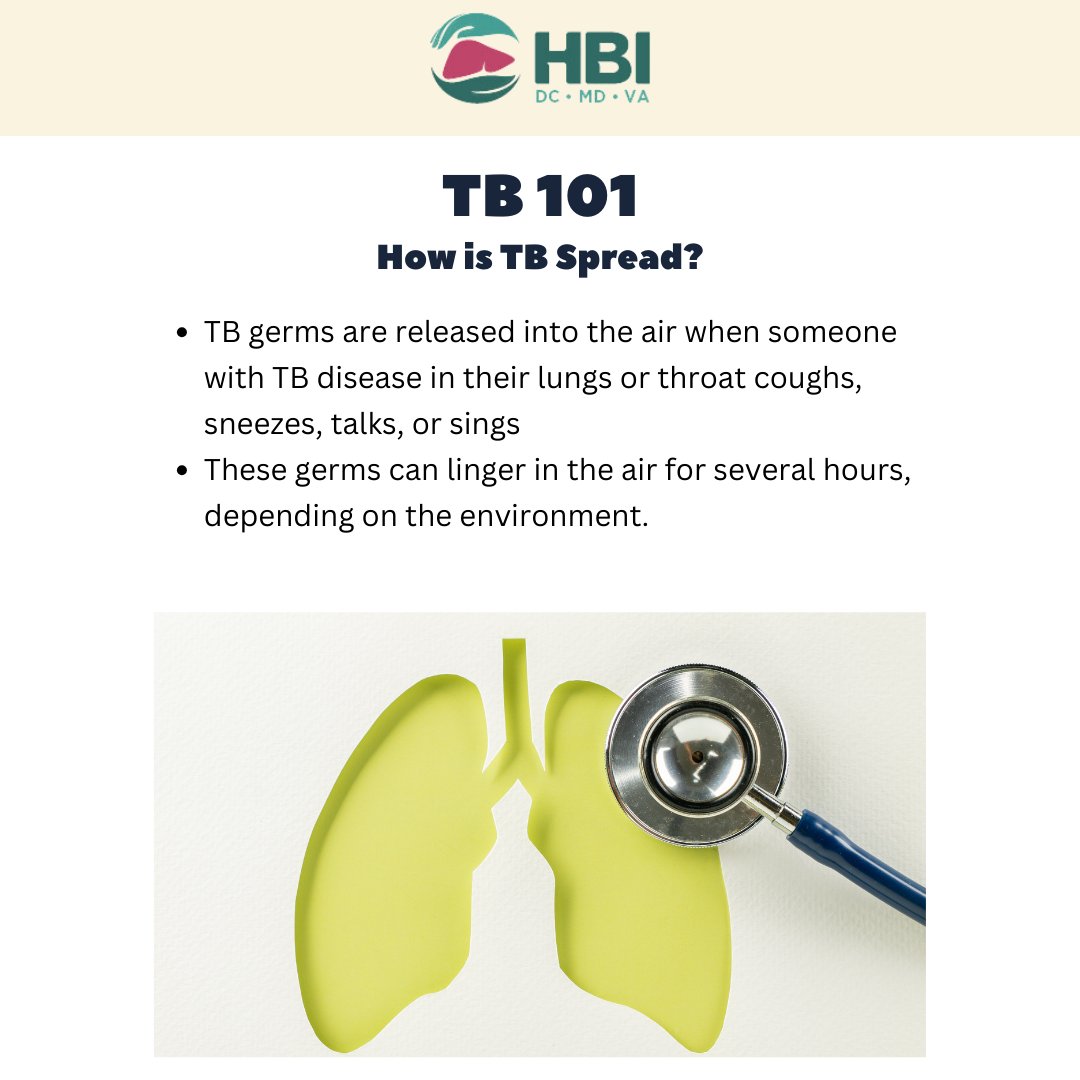 HBIDC's tweet photo. #TB101 How is TB Spread?
When someone with TB disease in their lungs or throat coughs, sneezes, talks, or even sings, they release these germs into the air.
Those germs can hang around in the air for hours, depending on the environment.
Stay informed, stay safe! 🙌💪 #TB https://t.co/O9jaoPOc3D