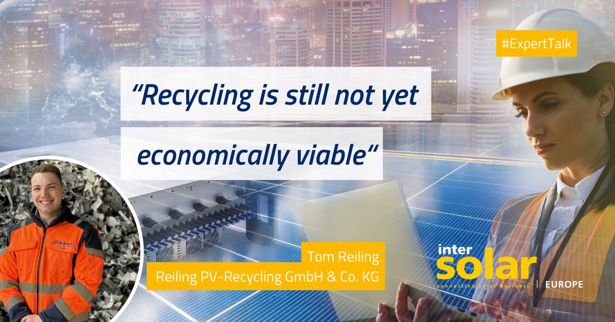 ⚡#𝐄𝐱𝐩𝐞𝐫𝐭𝐓𝐚𝐥𝐤 - We talked to Tom Reiling, the CEO of Reiling PV-Recycling GmbH & Co. KG, about the possibilities for what should happen to the slowly increasing quantities of old modules from PV installations. 👉bit.ly/48HgRPU #intersolar #interview #solar #pv