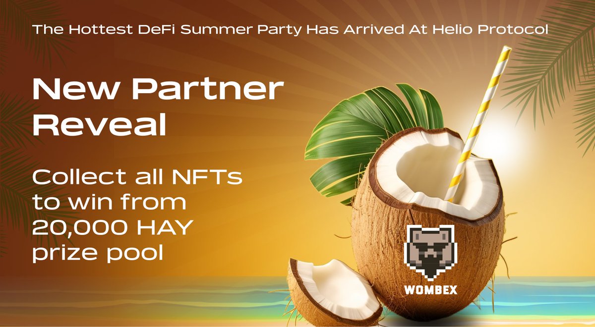 Grab a coconut and 🌊 to @WombexFinance! 🥥 Cool down in the hottest #DeFi summer party AND stand to win $1,000 🤑 📆: 5th Oct - 19th Oct 🔗: galxe.com/helio/campaign…