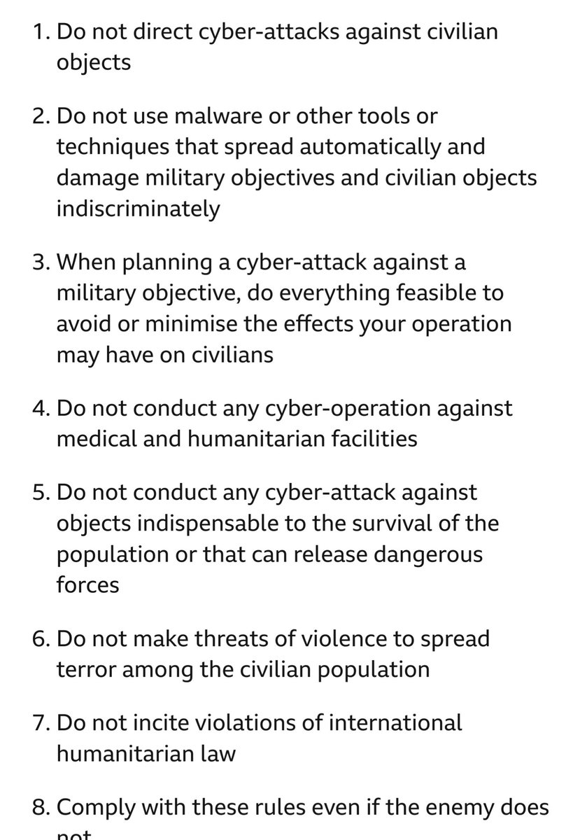 202hackers's tweet photo. The other ones are fine but avoiding all civilian objects seems like a rule from a different time, blind to what's happening in the current conflict. https://t.co/cjCBF7d0Up