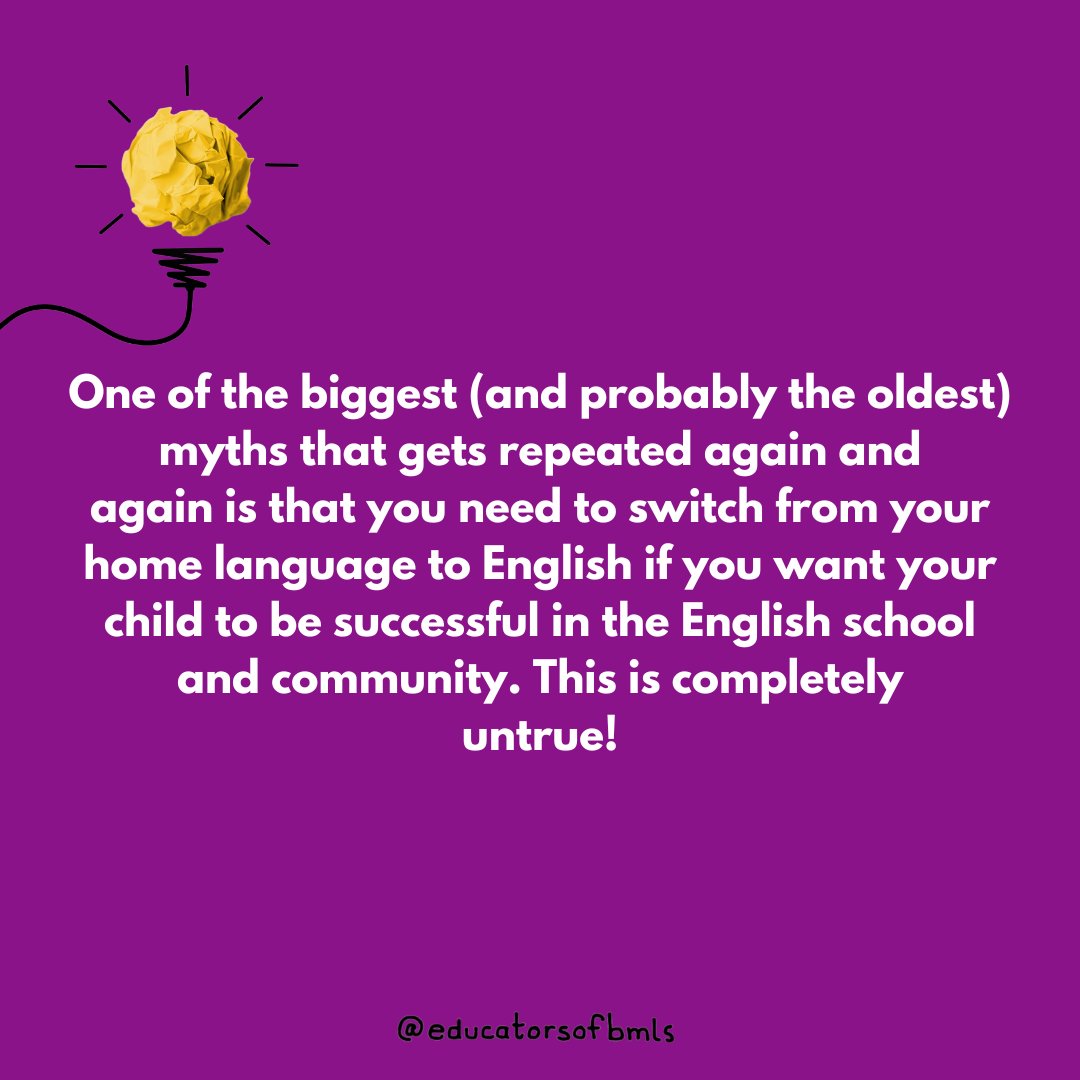 educatorsofbmls's tweet image. Myth buster alert! 🚫🗯️ You don't have to give up your home language for English success at school and in your community. Embrace the power of bilingualism and celebrate the richness of both worlds! 🌍📚

#bmls #educatorsofbmls #eslstudents #ealteacher #ellteachers
