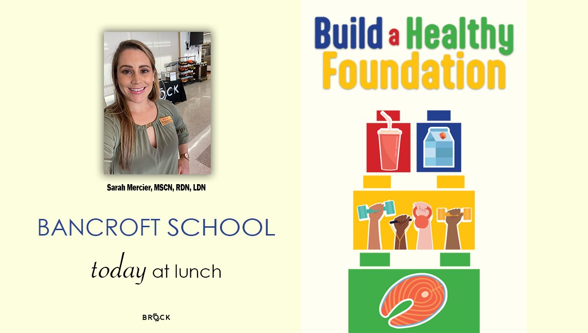Brock's Wellness Manager, Sarah Mercier, MSCN, RDN, LDN, will be in the @BancroftSchool  dining hall during lunch today showing students how to Build a Healthy Foundation. Stop by to learn more! 🐾

#BrockEatHealthy #BulldogNation #OnePack #Independent School