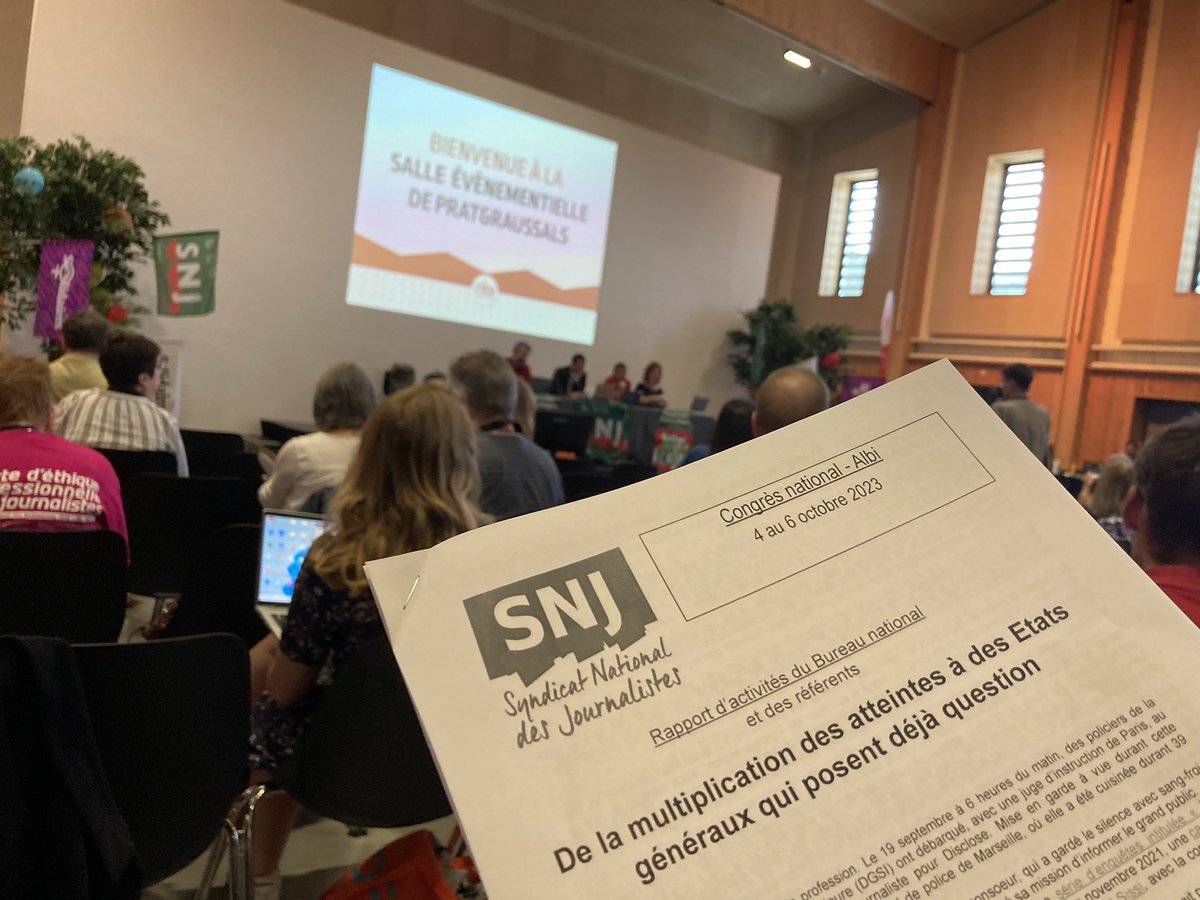 SNJ_AuvLimousin's tweet photo. Les Etats généraux de l’information, la convention collective des journalistes, les salaires et l’inflation, le traitement journalistique de la question climatique… : le congrès national du @SNJ_national est lancé ! 180 militants et 3 jours à Albi ✊ https://t.co/xv3JMHFRkN