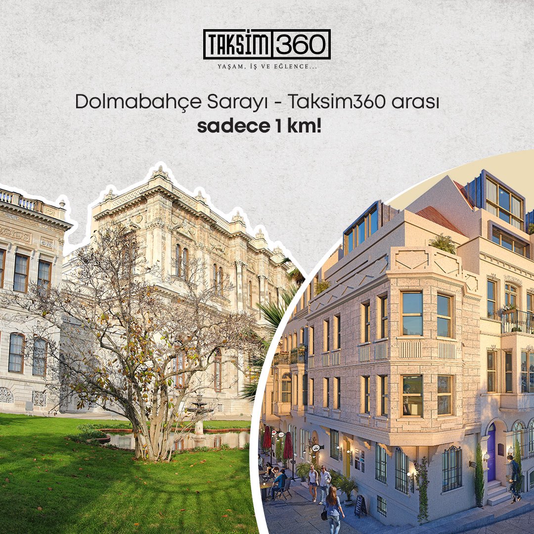 Taksim360'ta tarihi Dolmabahçe Sarayı'na sadece bir kilometre uzaklıktasınız.

#Taksim360