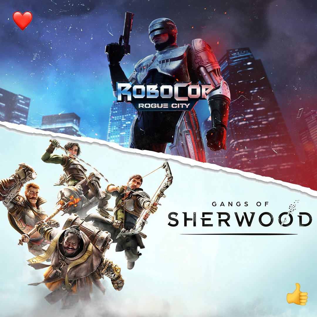 Nacon's tweet photo. RoboCop Rogue City demos out today, and Gangs of Sherwood demos out tomorrow! Which of these two games are you most excited about? 🤖vs🏹
#RoboCopRogueCity #GangsOfSherwood #Demo #NaconGaming https://t.co/Aw8ItMpApv