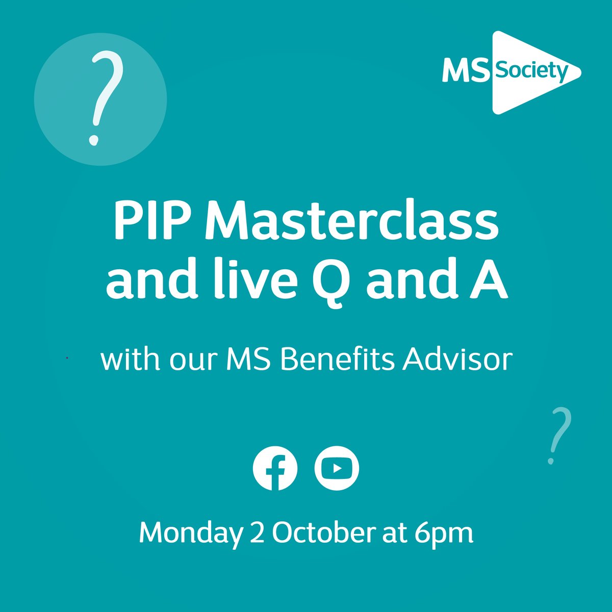 mssocietyuk's tweet photo. If you're struggling with PIP we've got information to help support you.
This week we hosted a PIP Masterclass and live Q and A with our MS Benefit Advisor.
📺 Watch it via our YouTube channel ➡️ https://t.co/rtq8eonc7U
#10YearsOfPIP https://t.co/Nug6ScOSnZ