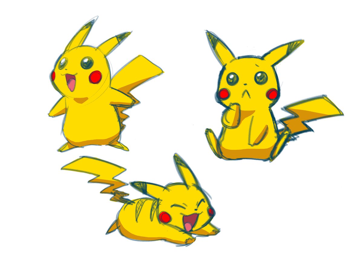pikachu pokemon (creature) no humans open mouth smile white background simple background closed eyes  illustration images