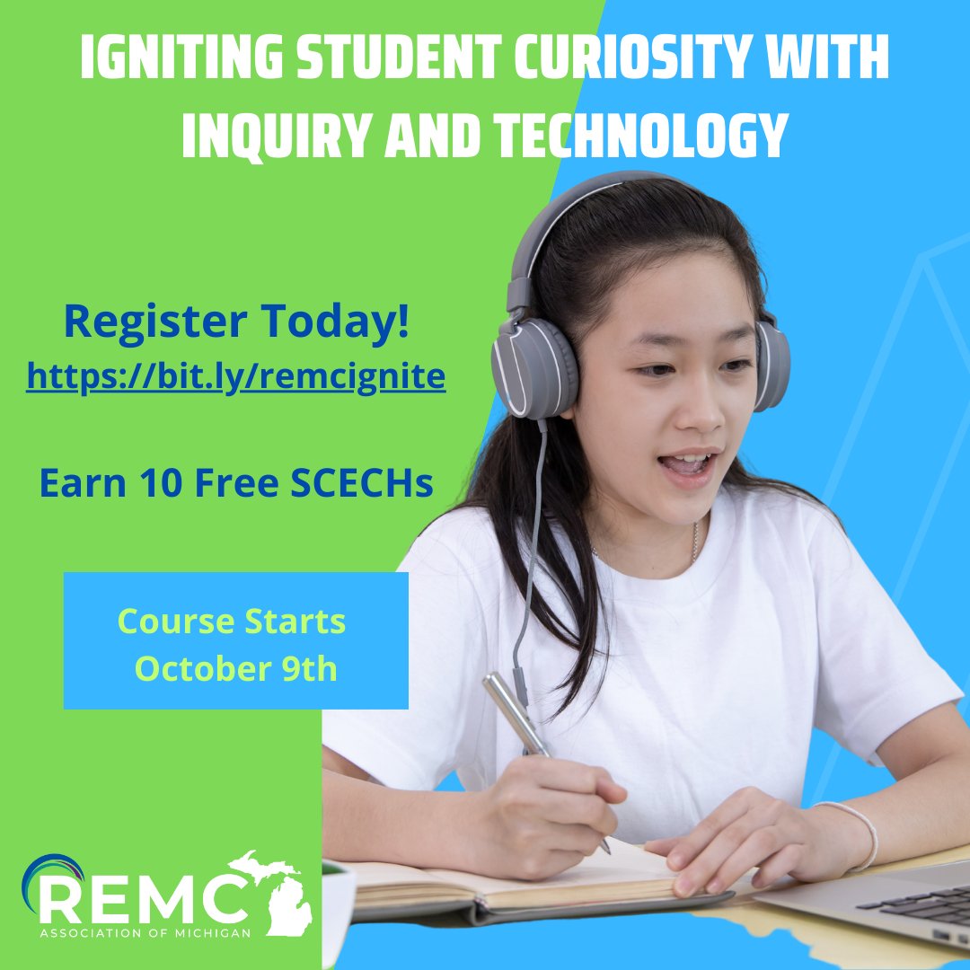 The simplest way of learning is by asking questions. Explore how to nurture a culture of curiosity by helping students formulate great questions through the Integration of technology. Participants leave with lesson plans focused on inquiry. Starts 10/9: bit.ly/remcignite