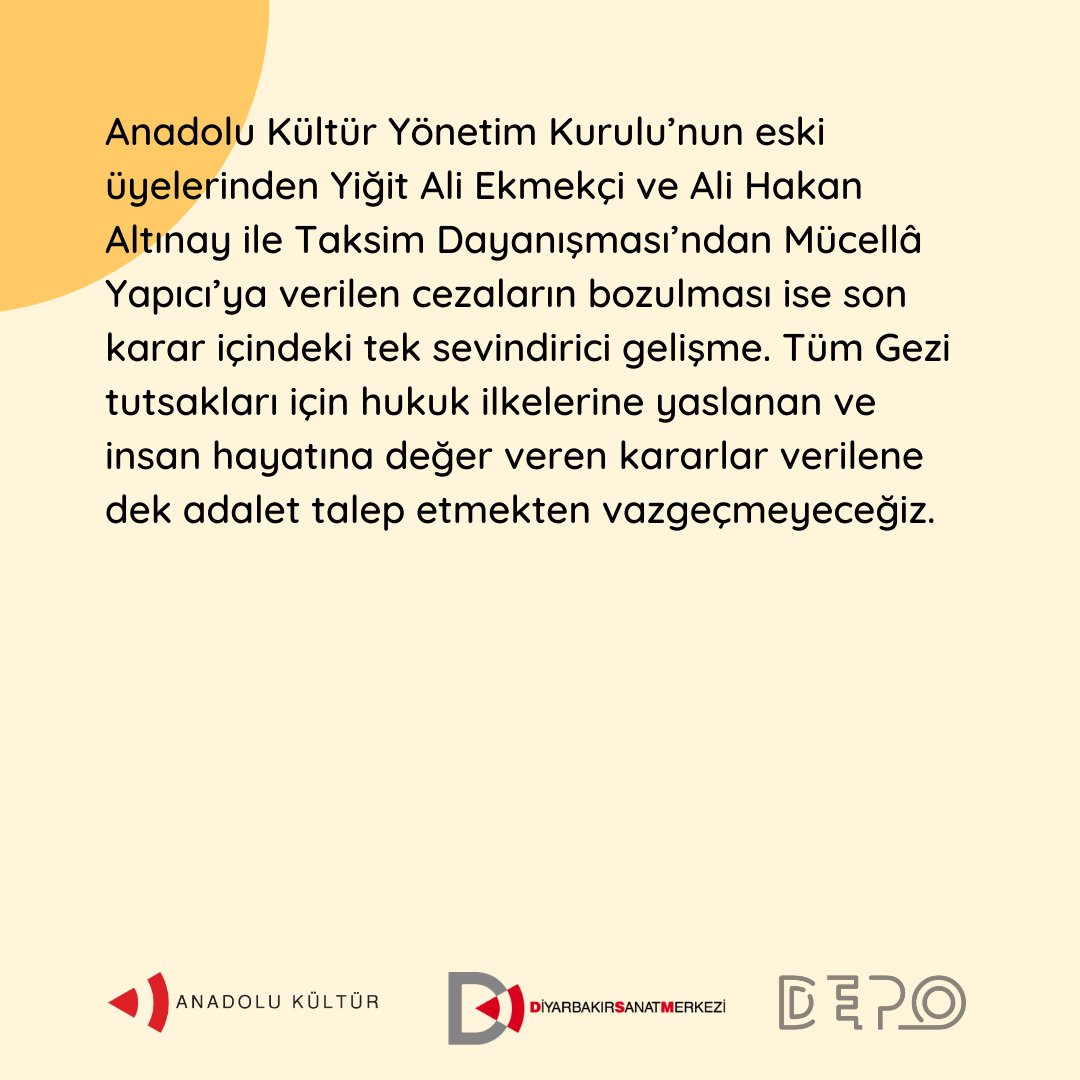 Anadolu Kültür'ün kurucusu ve Yönetim Kurulu Başkanı Osman Kavala'nın altı yıllık haksız tutukluluğunun Yargıtay kararıyla hükümlülüğe dönüşmesini ve bundan böyle Türkiye’de mevcut en ağır hapis koşullarında tutulacak olmasını ne aklımız ne de vicdanımızla kabullenebiliyoruz.
