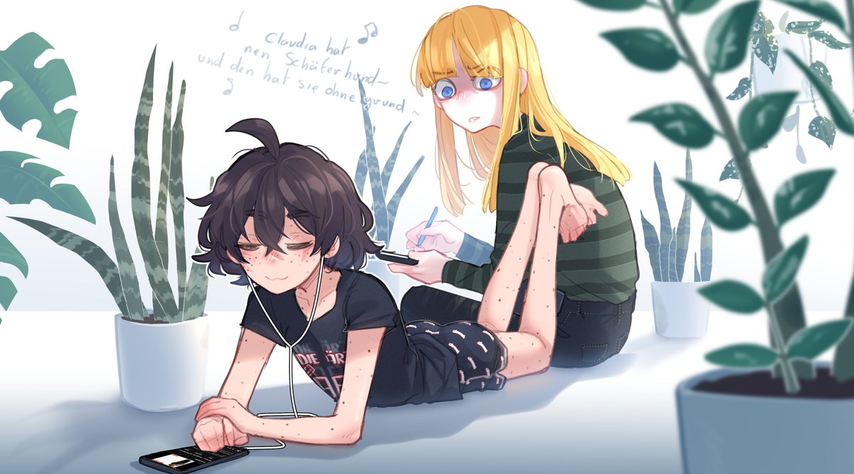 they're just chilling and listening to some music, nothing odd to see :D
