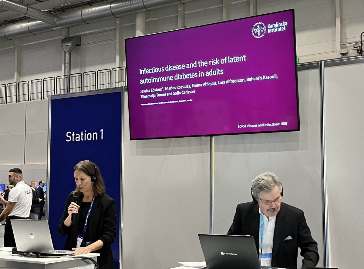 <a href="/Jessica_edstorp/">Jessica Edstorp</a> presenting her study on whether infectious diseases increase the risk of #LADA. 

#EASD #EASD2023 #diabetes #T1D