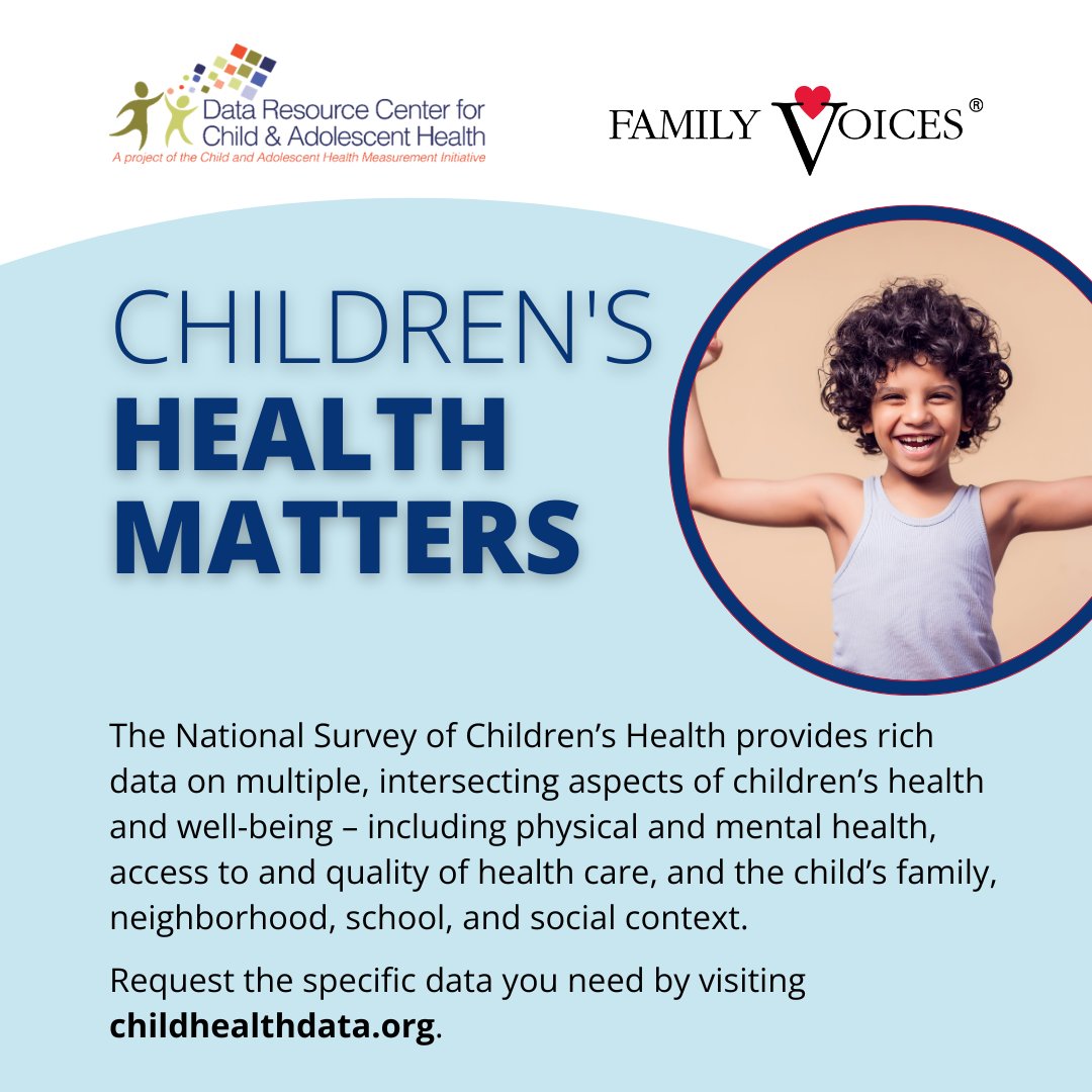 The National Survey of Children’s Health provides rich data on multiple, intersecting aspects of children’s #health and well-being. Request the specific #data you need by visiting childhealthdata.org. #childhealthdata @CAHMI2Thrive #NSCH @childhealthdata