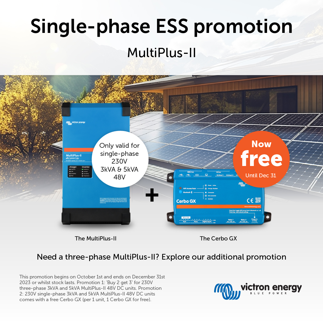butlertechnik's tweet photo. SPECIAL OFFER
When you buy 1 MultiPlus-II Unit, you will receive 1 Cerbo GX absolutely FREE!
To take advantage of this offer, please contact the Butler Technik team:
01522 243310
sales@butlertechnik.com
#victron #victronenergy #victronpower #RenewableEnergy https://t.co/DNRi96MRJZ