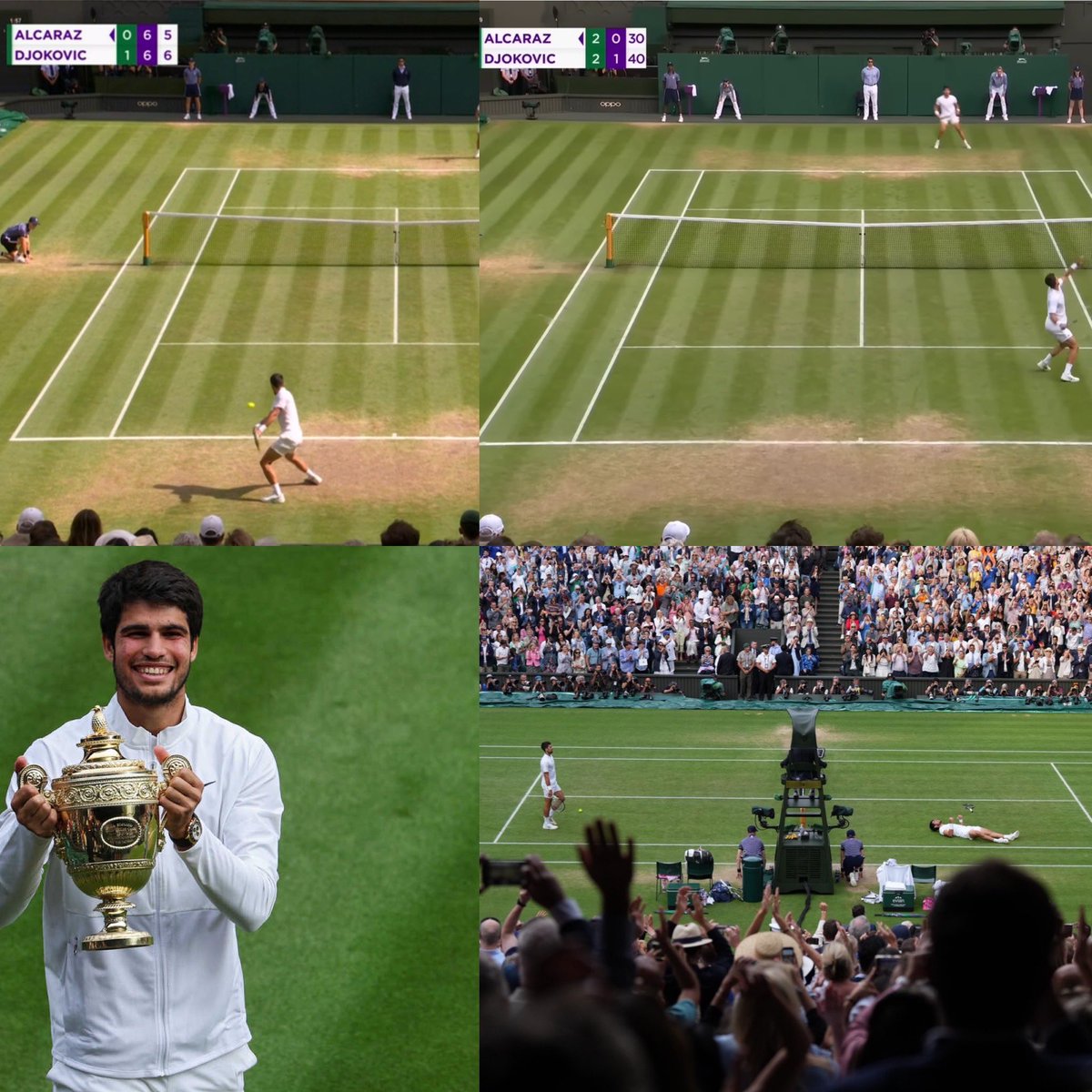 Olly_Tennis_'s tweet photo. Plenty of people on here, mostly in bad faith, are forgetting what Carlos Alcaraz has already achieved in 2023 ALONE!

Firstly:

Defeating Novak Djokovic, 7-time Wimbledon champion, who had won 4 titles in a row, in a FIVE SET final, after nearly being BAGELED in the first set, and being ONE point from being down two sets to love!

This is all ASIDE from (in 2023):

- Two Major semi-finals 
- 2 Masters 1000 titles
- 2 ATP 500 titles 
- 8 Top 10 wins
- 61 ATP match wins (most on tour)
- 88.4% Win Rate

Short memories. Never a good idea, and especially when it comes to a 20-year old player whose career is already better than 99% of others on the tour.

👏