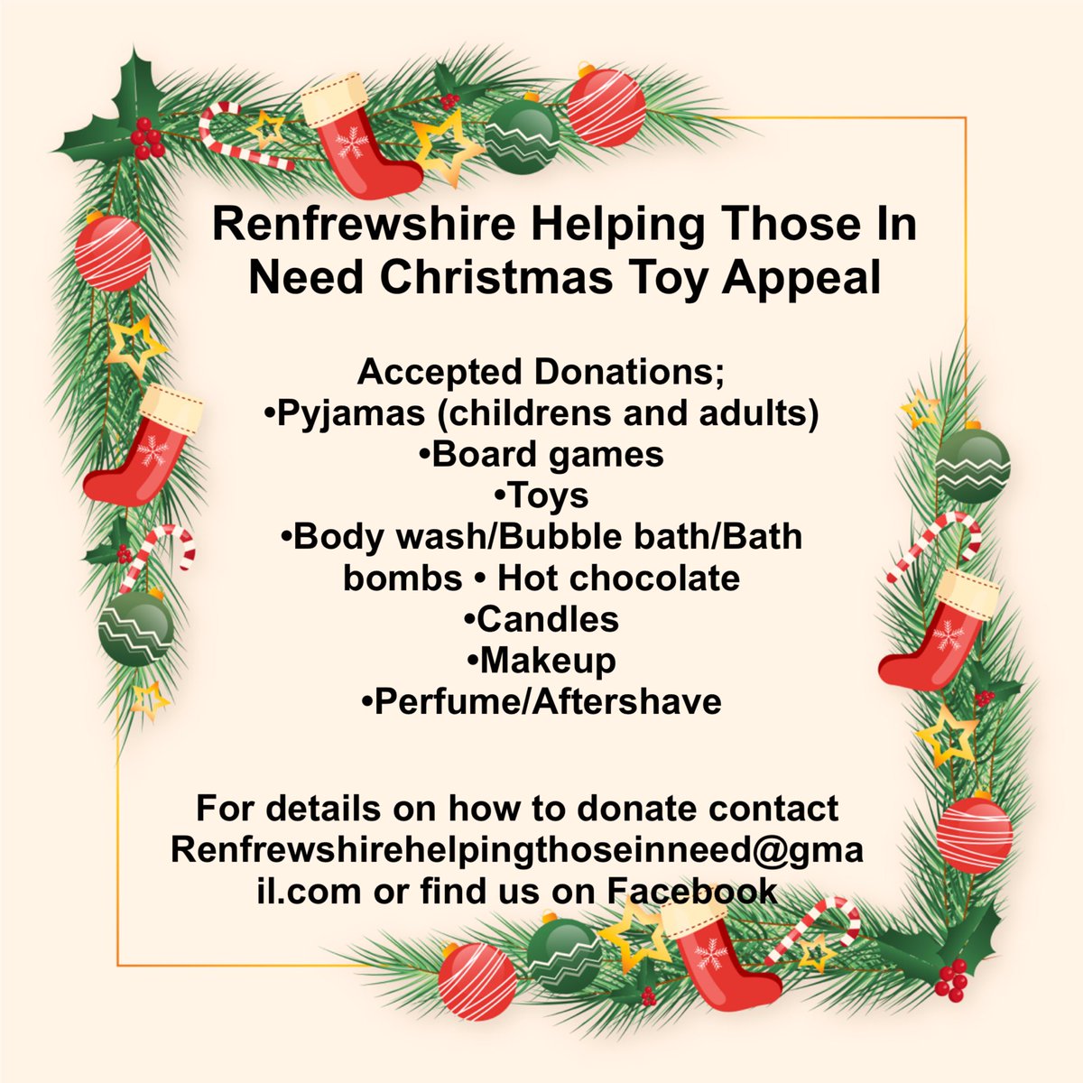 jadeybabaz's tweet photo. For the last 5 years we have ran a Christmas toy appeal for children in Renfrewshire. This isn’t possible without your donations. Please consider donating a new toy, pair of pyjamas, some hot chocolate or a selection box for a child who will otherwise wake up with nothing. https://t.co/SrQ3h9yy8p