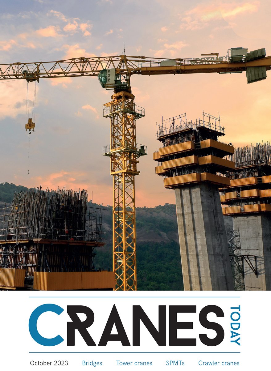 The October 2023 issue of Cranes Today magazine is out today. Download (or read online) your digital copy for free here: lnkd.in/eWT4ffmX
 
In this issue you will find features on:

Job of the month
Bridge building
Tower cranes
SPMTs
Lattice boom crawlers
Telecrawlers