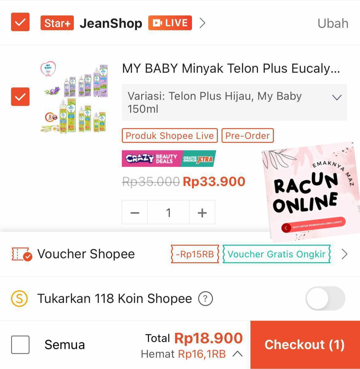 PizaCoklat's tweet photo. My Baby Minyak Telon 150ml cuma *18rb* ✨
Ambil produk dilive

 https://t.co/tXxQ7RHs2C

Honda
#TikTokshop https://t.co/WURlC7Mxb7
