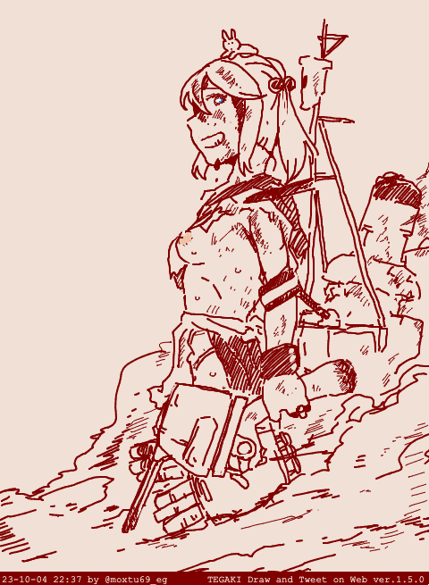 大破アドレナリンハイ出血出乳首なーじ #tegaki_dt 