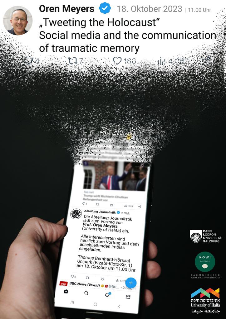 If you are around <a href="/KowiSalzburg/">KoWi Salzburg</a> @PLUS_1622  on 18th of October, come and listen to amazing <a href="/OrenMeyers3/">Oren Meyers</a>  from <a href="/UofHaifa/">University of Haifa</a> talking about „Tweeting the Holocaust“ - we will also have some snacks 😎