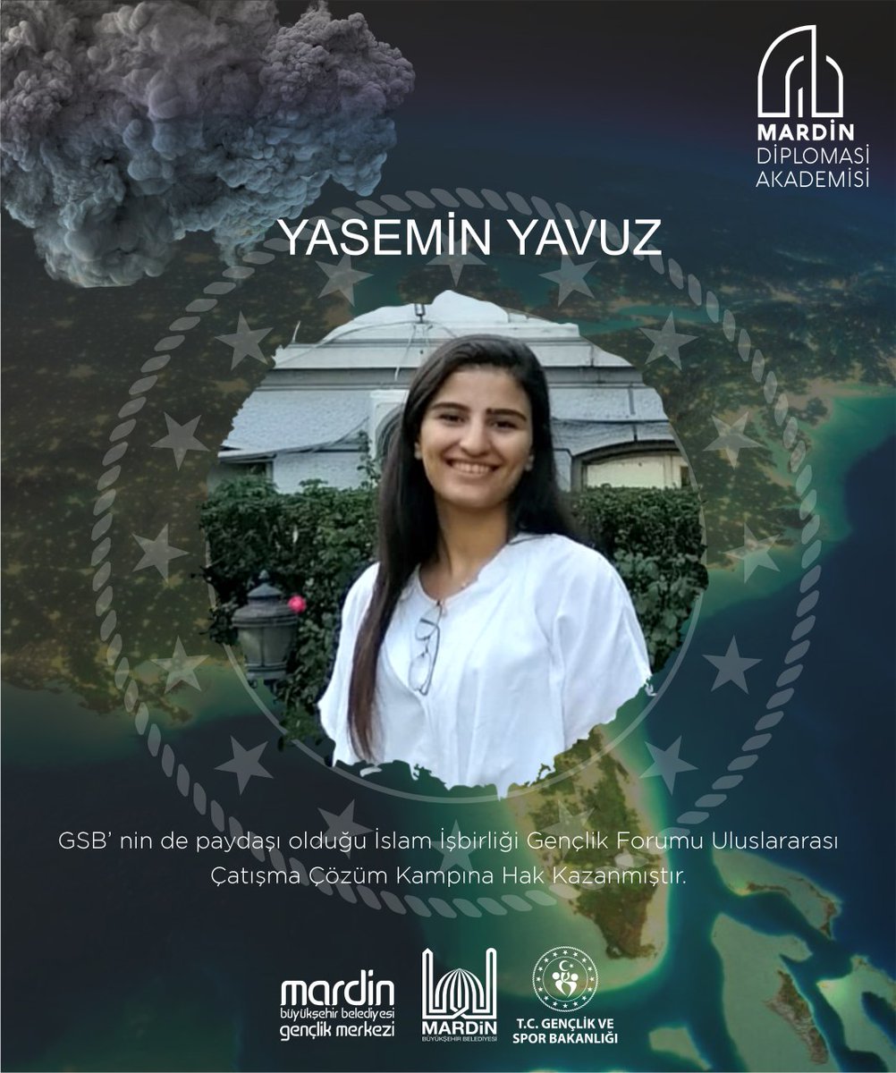 Mardin Diplomasi Akademisi Öğrencilerimizden Yasemin Yavuz GSB'nin de paydaşı olduğu İslam İşbirliği Gençlik Forumu Uluslararası Çatışma Çözüm Kampına Hak Kazanmıştır. Kendisini Tebrik Ederiz. ☺️📚🗺️🌍

<a href="/tuncay_akkoyun/">Tuncay Akkoyun</a> 
<a href="/MardinDiplomasi/">Mardin Diplomasi</a>