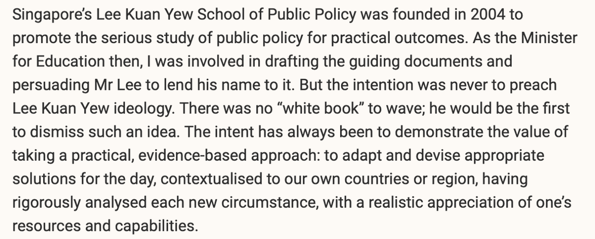 Struck by SM Teo Chee Hean's remarks on the Lee Kuan Yew School of Public Policy. To its credit,LKYSPP has never fallen into the the trap of promoting Lee Kuan Yew's thought.But has it lived up to the first part- promoting  serious study of public policy for practical outcomes?