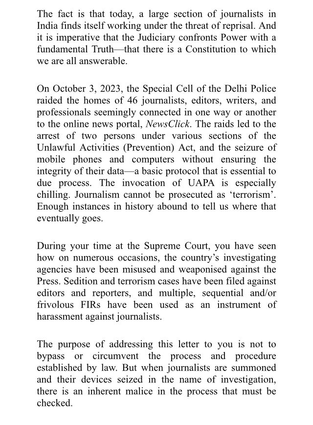 PCITweets's tweet photo. Journalists bodies across the country write to the Chief Justice of India D.Y. Chandrachud, seeking his intervention over attack on media. 

#FreeThePress https://t.co/ExFAM4Et7v