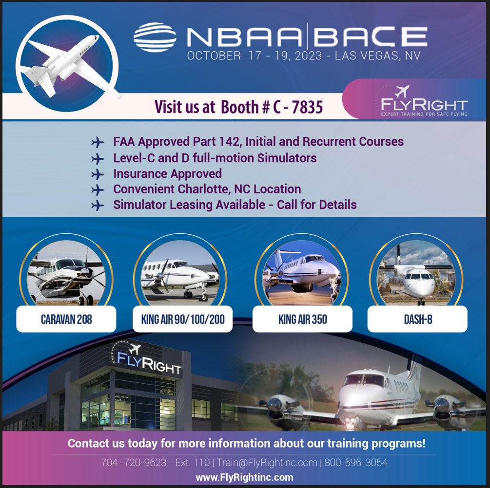 We hope to see you at #NBAA in Vegas this year! Drop us a comment if you'll be at the show 😎  #FlyRight #NewKingAirC90SimulatorHere #KingAirs #CessnaCaravan #Dash8 #FullMotionSimulators #Part142PilotTraining