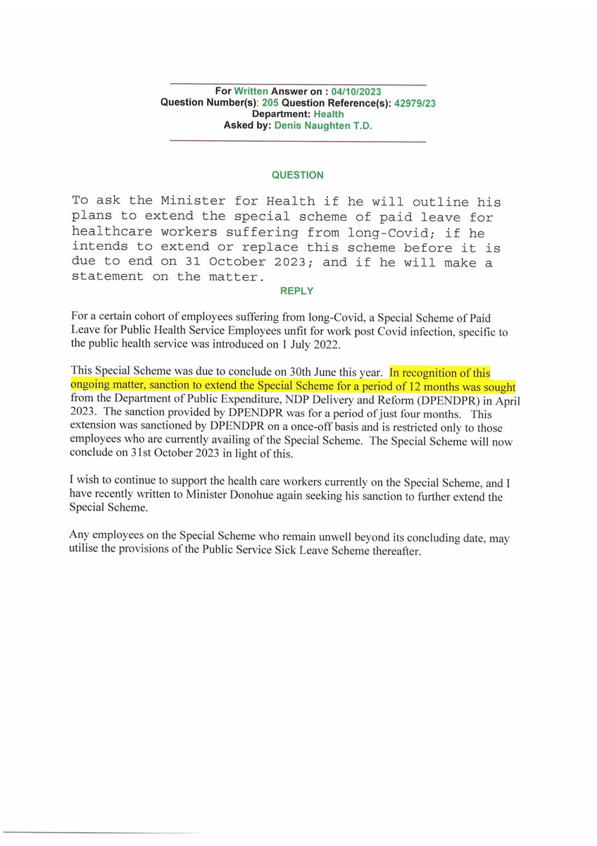 Addressing Dàil#LongCovid briefing I pointed out-Minister @HHumphreysFG is questioning occupational illness support but Minister @DonnellyStephen wants to extend supports for 12 mths @LCAIreland @LongCovidNews @longcovidIRE @LCKIreland @LongCovidIrela1 @LCISUPPORT @longcovidirl