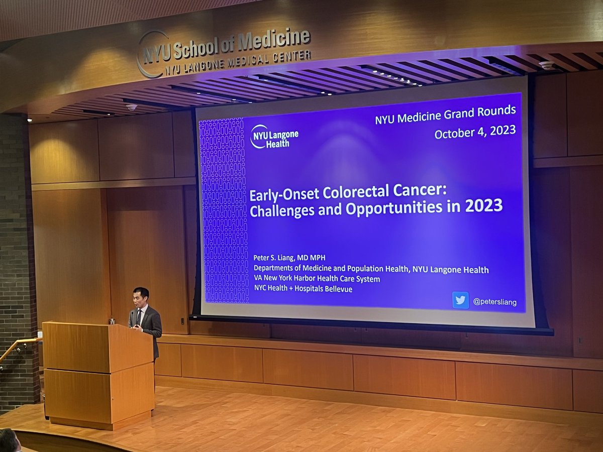 🔥 @NYULH_DeptofMed Grand Rounds by @petersliang Early onset #CRC (age < 4️⃣5️⃣) incidence is 📈 in all racial groups 🌎 Reason for ⬆️ likely exposures & gene/environment interxns (⬆️EtOH🍻& obesity🍔) Don’t ignore 🚨 sx in young pts 🩸based screening tests up and coming!