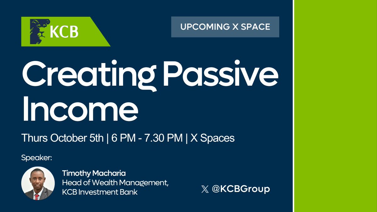 money254HQ's tweet photo. With rising cost of living, many may be anxious about their financial future. For those who are not as anxious, chances are they have some form of passive income. 

Set a reminder for this @KCBGroup space for a discussion on how to create a financial safety net for yourself. https://t.co/LWwZ4e8he9