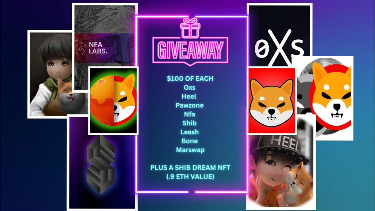 To celebrate the Swype Application going live this week (maybe sooner?) we are holding a giveaway
$100 of <a href="/zeroxsai/">0xShibarium</a> <a href="/HEELtoken/">HEEL</a> <a href="/PawZoneOfficial/">PawZone🐾</a> <a href="/nfalabs/">The Lab</a> <a href="/Shibtoken/">Shib</a> @MARSWAP1 
And <a href="/theshibdream/">DREAM Media * DREAM BIG * $SUI $DMC 💧</a> has donated one of his NFT's from the upcoming Dream NFT project

Join TG for rules