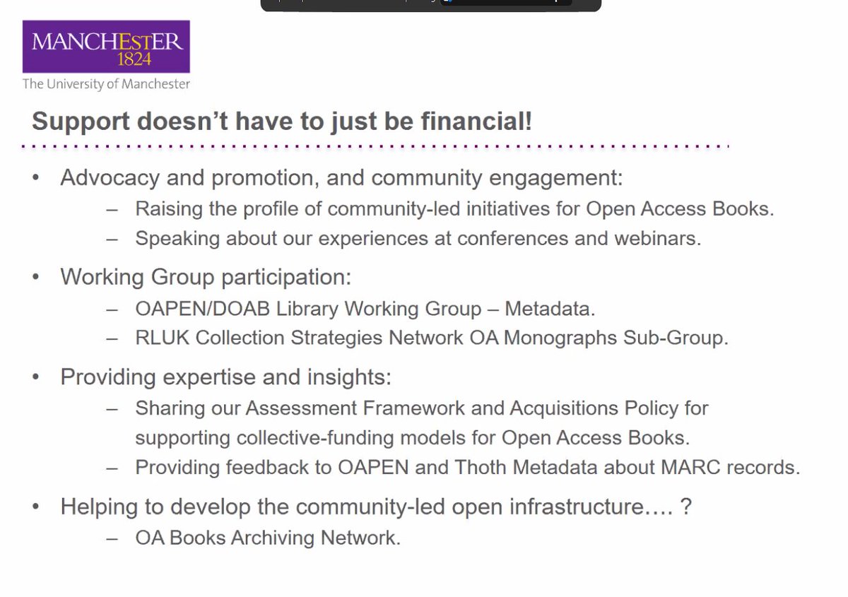 Lucy Barnes (not posting here anymore) (@alittleroad) on Twitter photo Really important point from <a href="/EmmaE_B/">@emmabooth.bsky.social</a> about supporting community-led, open infrastructure to support open scholarly publishing: support doesn't have to be only financial!
#OAbooks #OpenAccess Really important point from <a href="/EmmaE_B/">@emmabooth.bsky.social</a> about supporting community-led, open infrastructure to support open scholarly publishing: support doesn't have to be only financial!
#OAbooks #OpenAccess