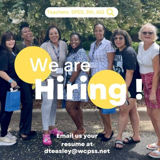 WilburnElem's tweet photo. 📢Wilburn Fans...help us spread the word!

📢We are looking to recruit and hire the last dynamic  members of our Crew!

⭐CCR-Special Education Pull Out
⭐AIG-Academically Gifted
⭐5th Grade Teacher-Math/Science Only
⭐Extended Content Standards IA

#Wilburnproud #WeAreCrew https://t.co/UGm1RqVC2y