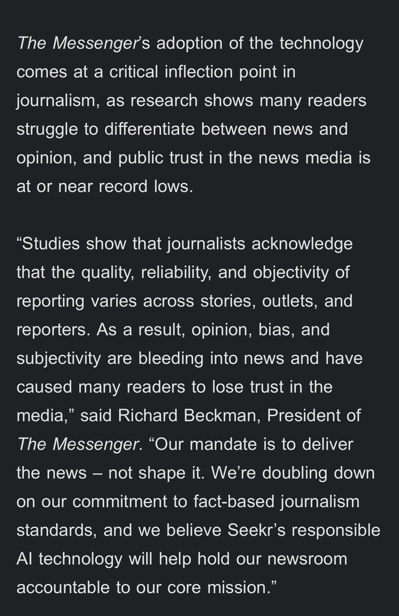 How do you get the bias out of the news? √ Give it to a robot to check. But doesn't the robot and the robot's checking formula have a bias too? √ Not sure what you're saying. This is revolutionary, I know that... via @maxwelltani