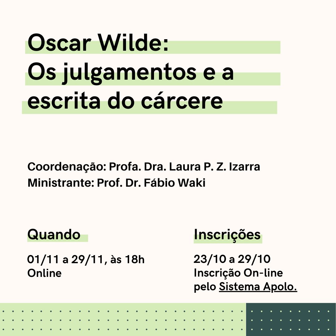A Cátedra de Estudos Irlandeses W.B. Yeats e o Serviço de Cultura e Extensão FFLCH/USP oferecerão três cursos de extensão gratuitos sobre literatura irlandesa na modalidade online ao longo dos meses de outubro e novembro sce.fflch.usp.br