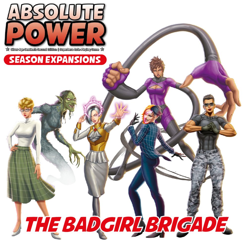 dyskami's tweet photo. Introducing The Badgirl Brigade – A supervillain team of former Janus sidekicks

Pledge for 4 expansions and accessories during the Absolute Power superhero RPG crowdfunding campaign on BackerKit:
https://t.co/5oAB3lzAwv

#AbsolutePower #AbsolutePowerRPG #TriStatSystem #TriStat https://t.co/z8FaSQZjW2