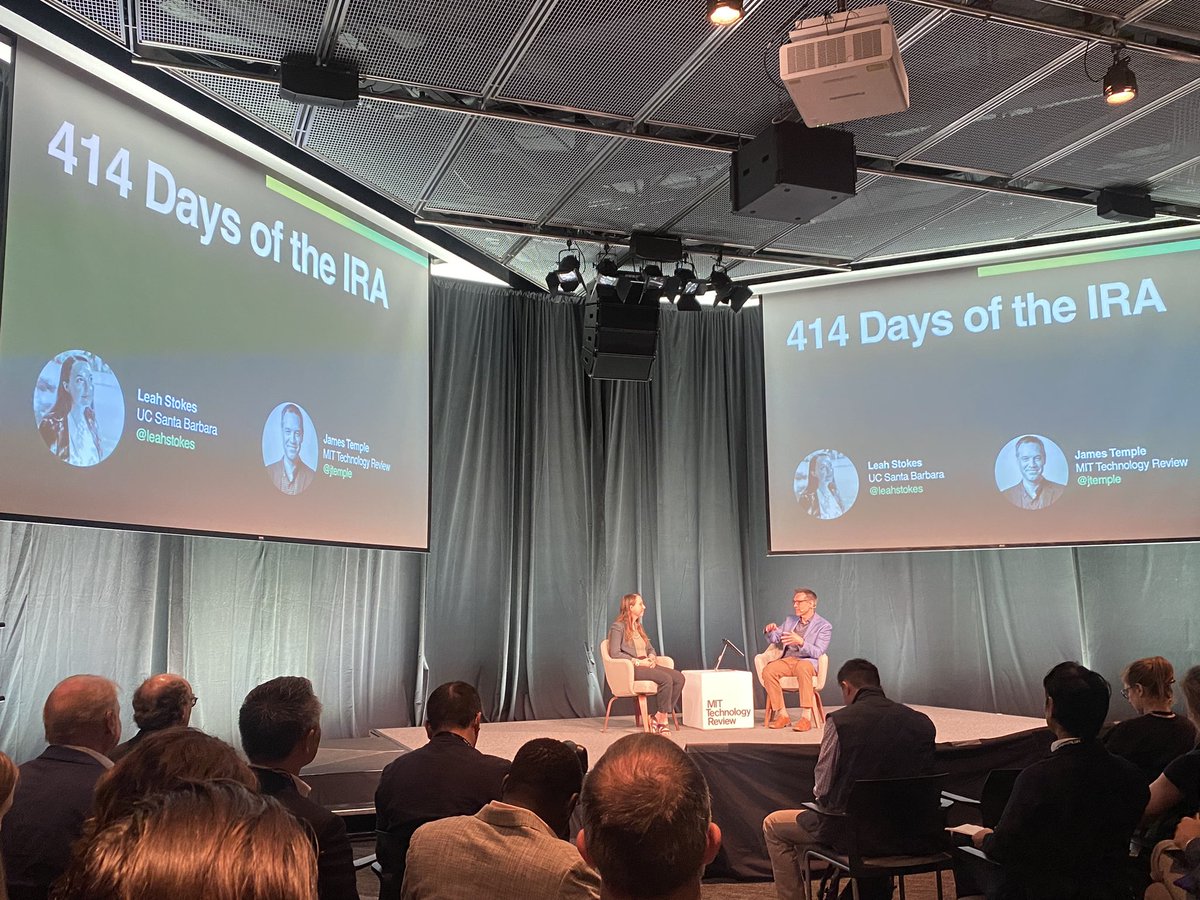 June Kim (@junemkim_) on Twitter photo Exciting day today, listening to <a href="/leahstokes/">Dr. Leah C. Stokes leahstokes@bsky.social</a> at MIT Tech Review’s #ClimateTech23 discussing the IRA’s impact with <a href="/jtemple/">Joseph Temple</a> ! Exciting day today, listening to <a href="/leahstokes/">Dr. Leah C. Stokes leahstokes@bsky.social</a> at MIT Tech Review’s #ClimateTech23 discussing the IRA’s impact with <a href="/jtemple/">Joseph Temple</a> !