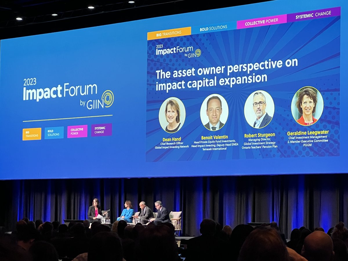 Symbiotics attended the session on asset owner views on #impact capital expansion at <a href="/theGIIN/">GIIN</a> in Copenhagen. Panelists Benoit Valentin (Temasek), Robert Sturgeon (Ontario Teachers') &amp; Geraldine Leegwater (PGGM) discussed aligning investments with #sustainable outcomes.