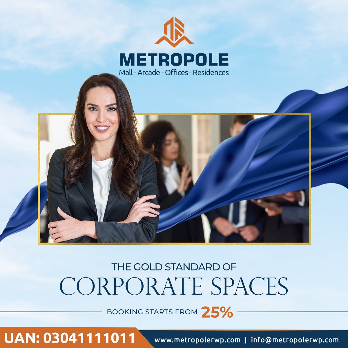 MetroPolepk's tweet photo. Metropole unveils the epitome of corporate luxury. Crafted for elite businesses, our spaces set unprecedented benchmarks in sophistication. 

✅ Booking Starts from 25% Downpayment

👉 𝗕𝗼𝗼𝗸 𝘆𝗼𝘂𝗿 𝗖𝗼𝗿𝗽𝗼𝗿𝗮𝘁𝗲 𝗦𝗽𝗮𝗰𝗲 𝗧𝗼𝗱𝗮𝘆
☎️ UAN: 0304 11 11 011 https://t.co/2XxoPHl1vb