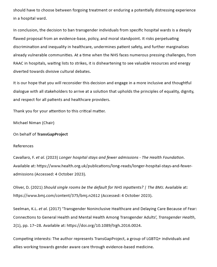 Addressing the recent UK Government decision to ban transgender individuals from specific hospital wards. Let's foster inclusivity, empathy, and evidence-based healthcare policies. 🏥💙 #InclusiveHealthcare #TransRightsAreHumanRights #ConservativeConference #trans #lgbthealth