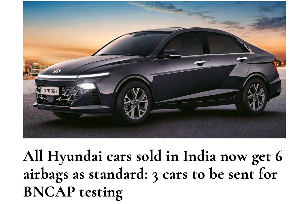 thinkWhyWhere's tweet photo. Exciting news from @HyundaiIndia! 6 airbags are now standard across all models, making safety a top priority. Check out my @YouTube video on this. Your safety matters, and so does your support! https://t.co/xtJ43P8jKh #HyundaiSafety #SafeDriving #SafetyMatters #ncap #carcrashtest https://t.co/4Gl4PeP0xh