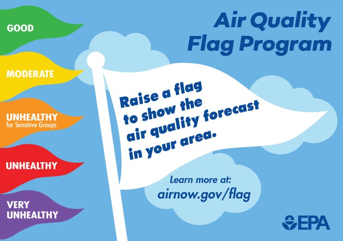 Check out the Air Quality Flag Program to learn about how schools are raising flags each day to teach students about air quality and inform their community. airnow.gov/air-quality-fl…