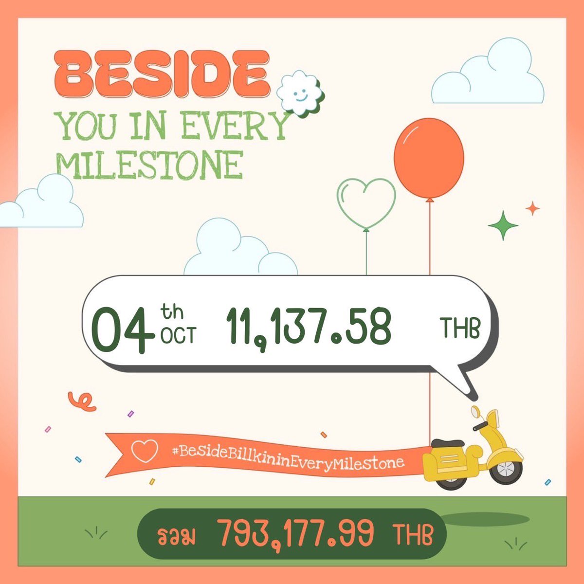 BesideBillkin's tweet photo. Update ยอดโดเนท โปรเจกต์ 
#BesideBillkininEveryMilestone

ยอดโดเนทวันที่ 04.10.2023
จำนวน  11,137.58 บาท

ยอดรวมทั้งหมด 793,177.99฿
ใกล้มากขึ้นเรื่อยๆแล้วค่ะ อีกนิด 🧡💚✌🏻 https://t.co/o7jhwH4fWv