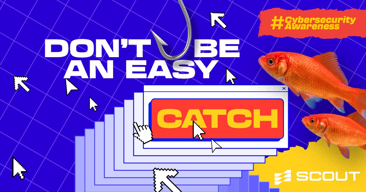 scoutnetworks's tweet photo. October is Cybersecurity Awareness Month - don't be an easy catch!  

Don’t make it effortless for cybercriminals to invade your digital space. Strengthen your defenses with email security best practices &amp; lock them out.  

Contact Scout and learn how we can boost your defenses! https://t.co/KCUAdkXmHD